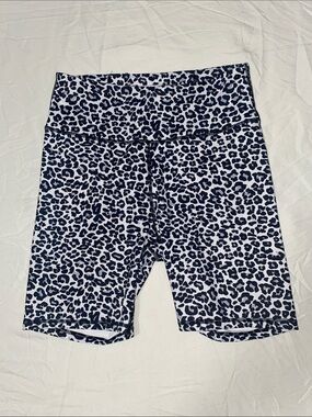 High-Rise Black & White Leopard Print Bike Shorts